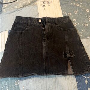 Classic Black A-Line Denim Skirt